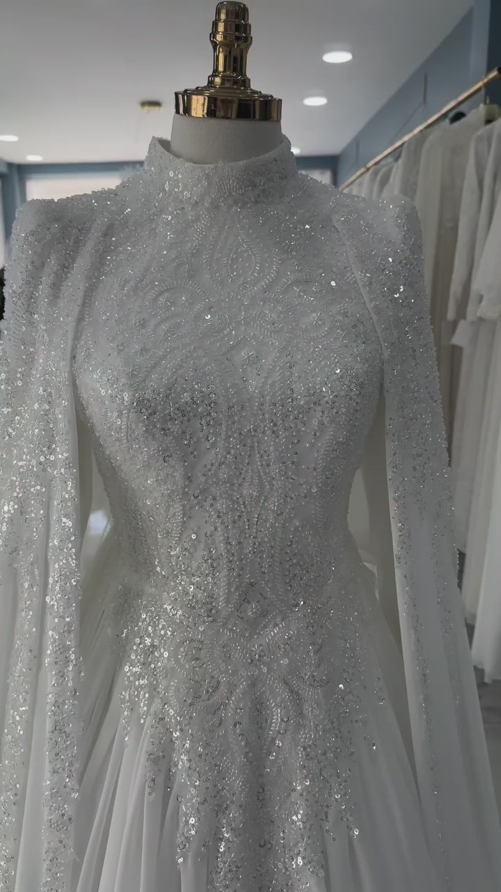 Shamaal high neck Muslim wedding dress video