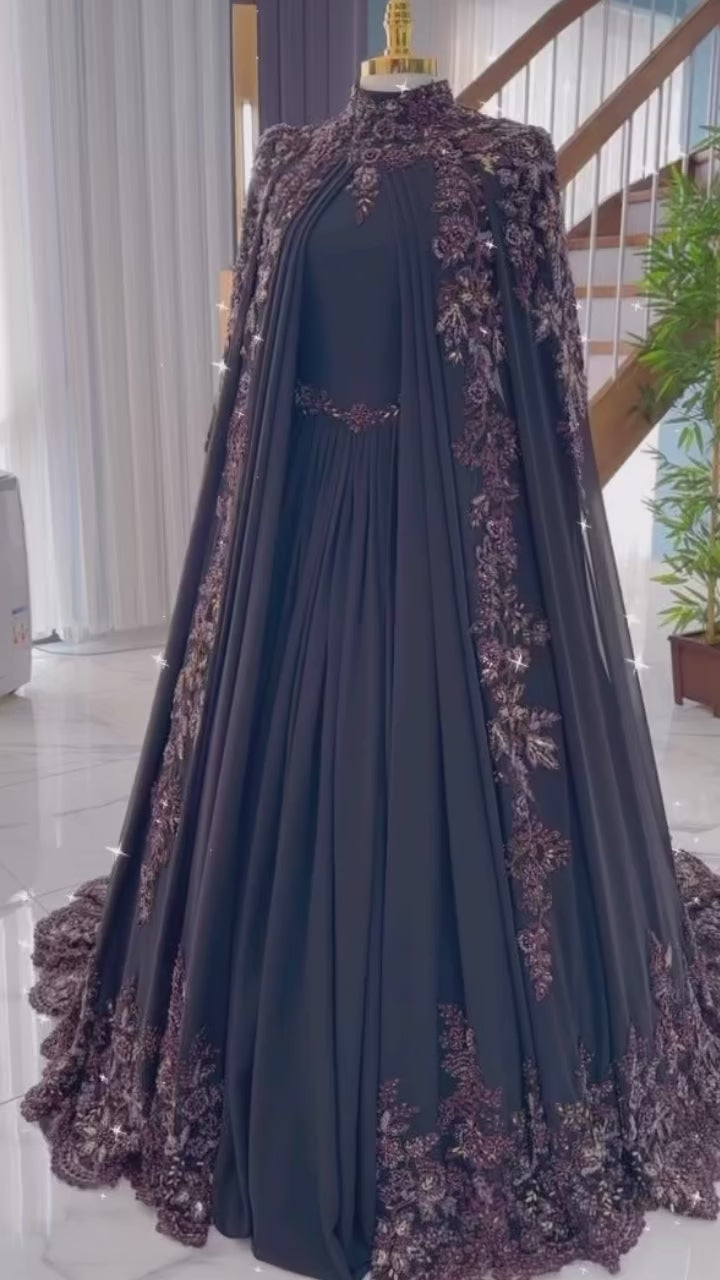 Safa midnight blue modest henna night dress video